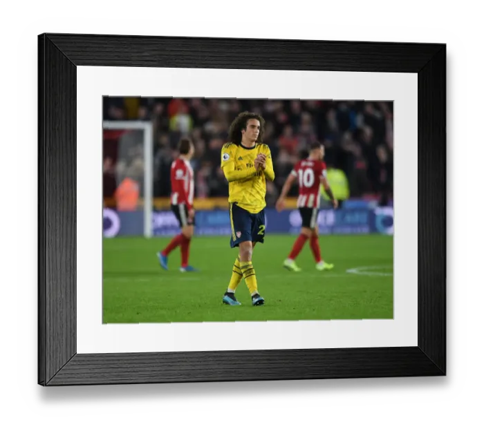 Framed Print : Matteo Guendouzi Celebrates with Arsenal Fans after Sheffield United Victory (2019-20)