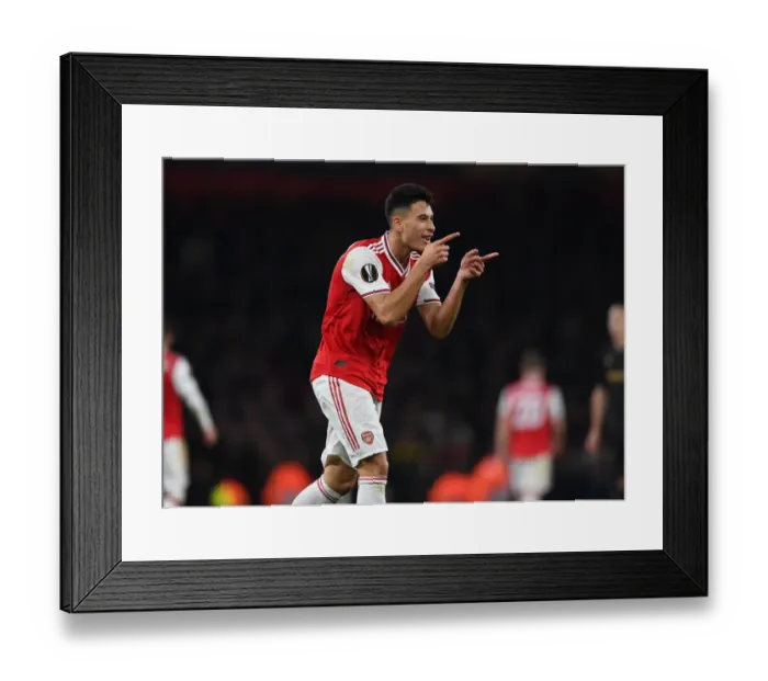 Framed Print : Arsenal's Martinelli Scores in Europa League Victory over Vitoria Guimaraes