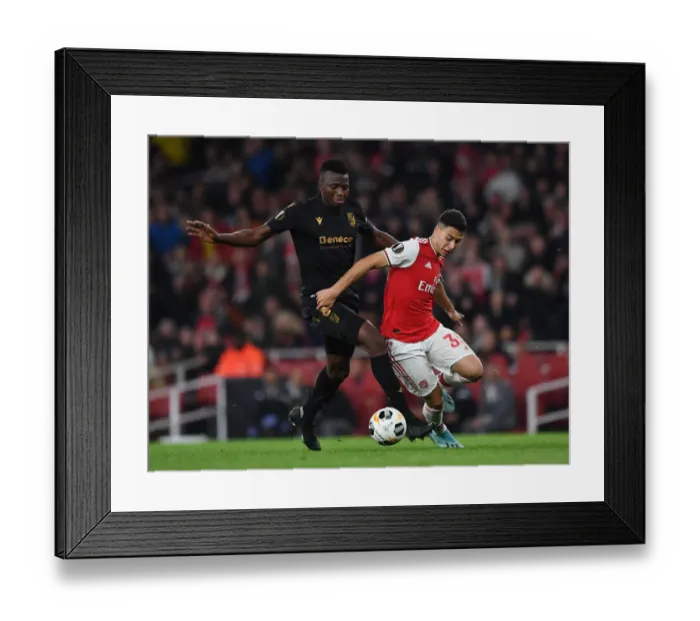Framed Print : Martinelli vs. Tapsoba: A Europa League Battle at the Emirates Framed Print : Martinelli vs. Tapsoba: A Europa League Battle at the Emirates