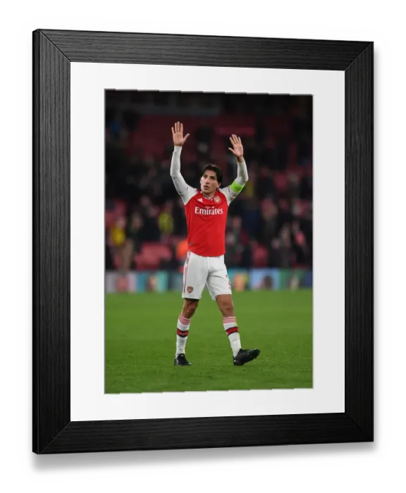 Framed Print : Arsenal's Hector Bellerin Celebrates after Arsenal FC's Victory over Vitoria Guimaraes in UEFA Europa League Group Stage Framed Print : Arsenal's Hector Bellerin Celebrates after Arsenal FC's Victory over Vitoria Guimaraes in UEFA Europa League Group Stage