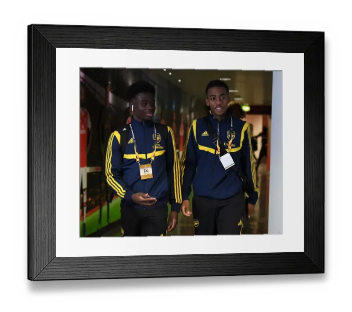 Framed Print : Arsenal FC: Bukayo Saka and Joe Willock Prepare for Vitoria Guimaraes Clash in Europa League Group Stage Framed Print : Arsenal FC: Bukayo Saka and Joe Willock Prepare for Vitoria Guimaraes Clash in Europa League Group Stage