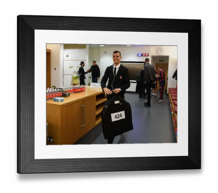Framed Print : Arsenal FC: Granit Xhaka in the Changing Room Before Arsenal vs Crystal Palace (2019-20)