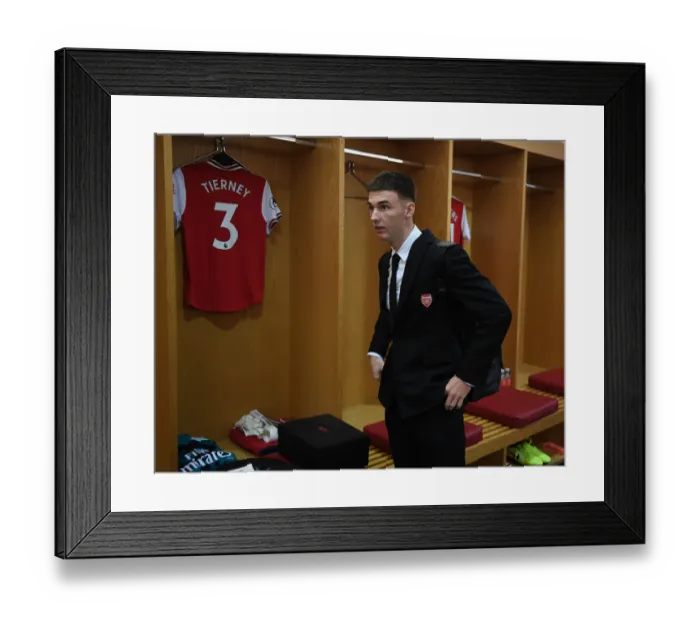 Framed Print : Arsenal FC: A Peek into Kieran Tierney's Pre-Match Routine (2019-20)