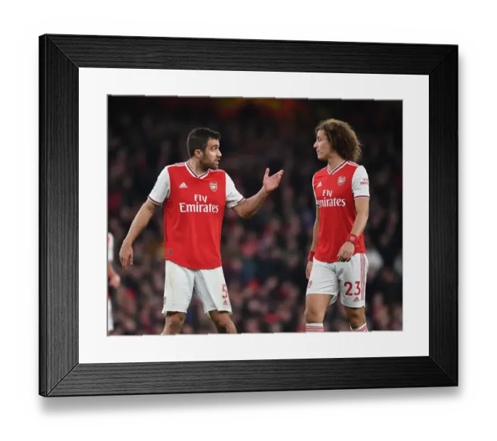 Framed Print : Arsenal's Sokratis and David Luiz in Action: A Defensive Duo at Emirates Stadium (2019-20)