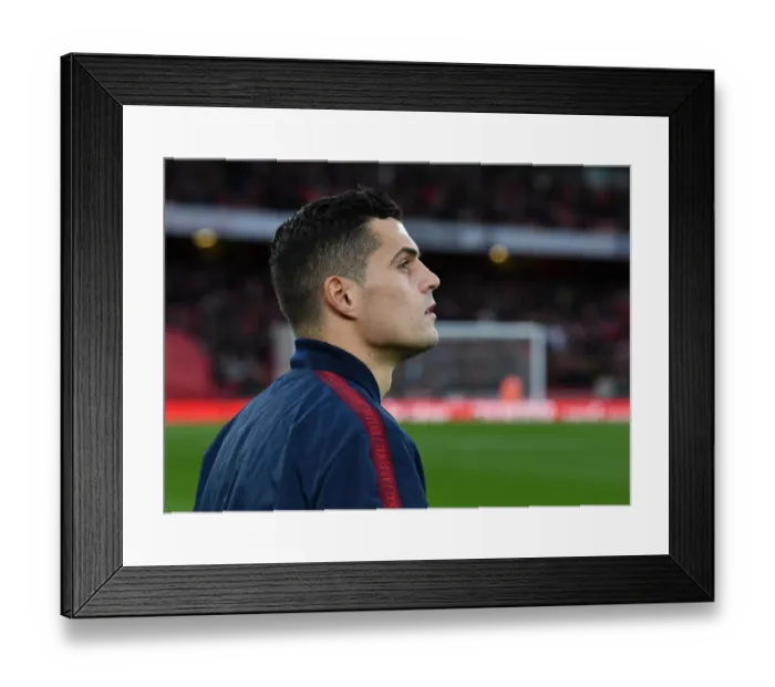 Framed Print : Arsenal's Granit Xhaka Prepares for Crystal Palace Clash in Premier League (Arsenal v Crystal Palace 2019-20)