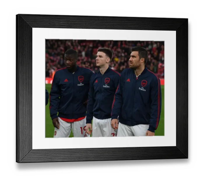 Framed Print : Arsenal's Pepe, Tierney, and Sokratis Prepare for Crystal Palace Clash (2019-20)