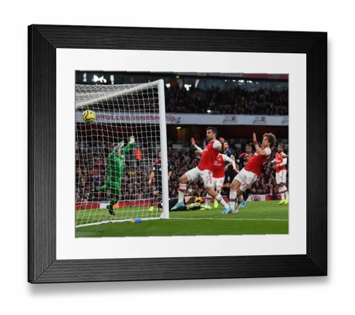Framed Print : David Luiz Scores His Second: Arsenal's Victory Against Crystal Palace in the 2019-20 Premier League