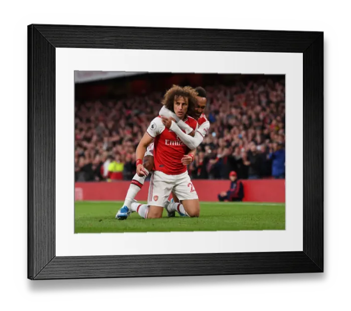 Framed Print : Arsenal: Double Trouble - Luiz and Aubameyang Celebrate Goals Against Crystal Palace (2019-20)