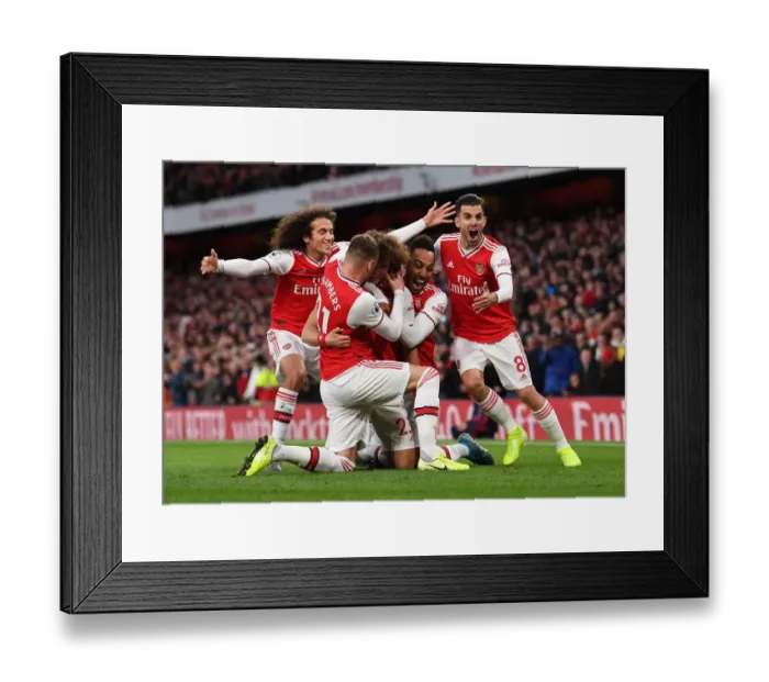 Framed Print : Arsenal's Double Delight: David Luiz and Teammates Celebrate Goals Against Crystal Palace (2019-20)