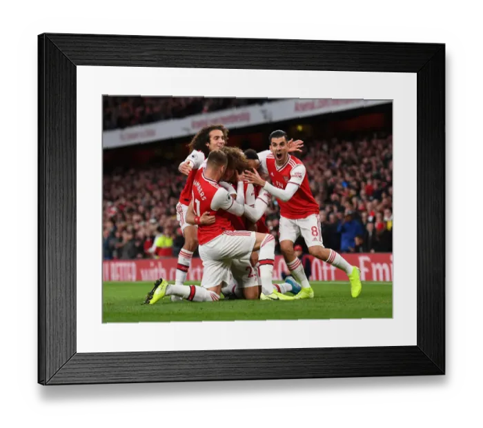 Framed Print : Arsenal's David Luiz and Teammates Celebrate Goals Against Crystal Palace (2019-20)