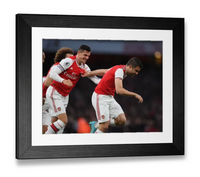 Framed Print : Arsenal: Sokratis and Xhaka's Celebration of First Goal Against Crystal Palace (2019-20)