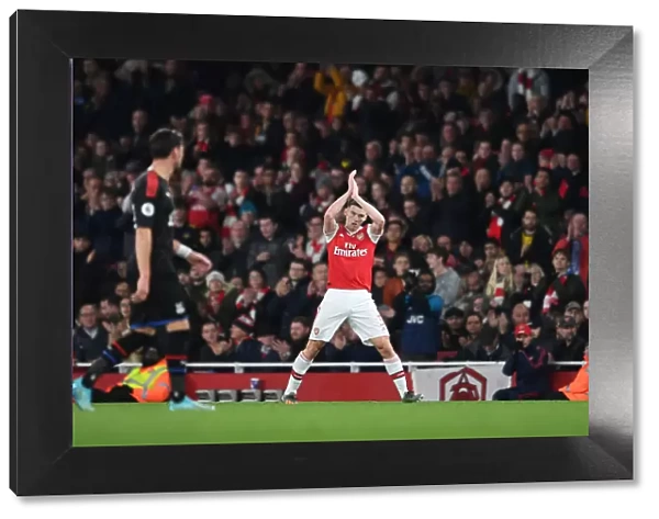 Arsenal's Kieran Tierney Applauds Fans in Arsenal vs Crystal Palace Match, 2019-20 Premier League