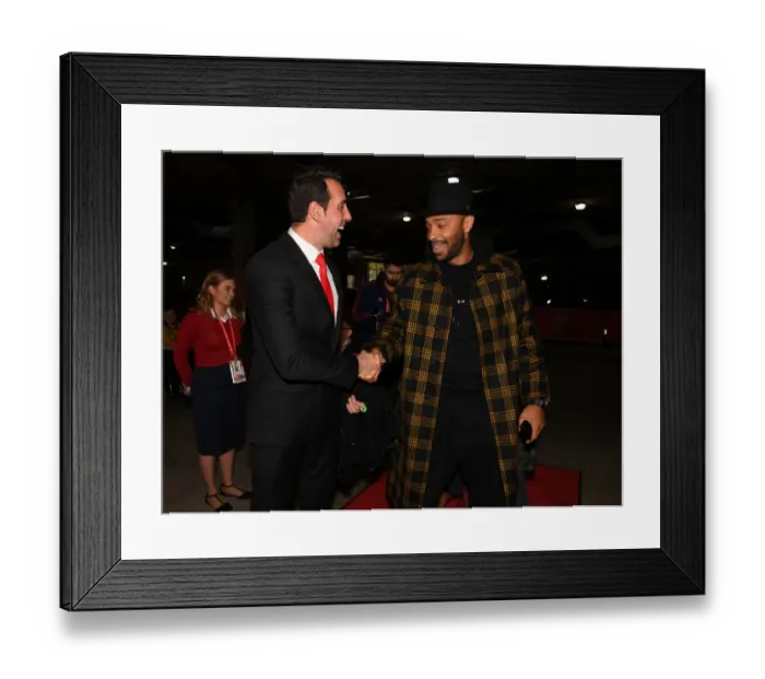 Framed Print : Thierry Henry Reunites with Edu at Arsenal: Arsenal FC vs Crystal Palace, Premier League 2019-20 Framed Print : Thierry Henry Reunites with Edu at Arsenal: Arsenal FC vs Crystal Palace, Premier League 2019-20