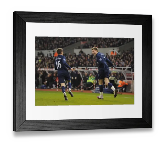 Framed Print : Nicklas Bendtner celebrates scoring the 1st Arsenal goal with Aaron Ramsey Framed Print : Nicklas Bendtner celebrates scoring the 1st Arsenal goal with Aaron Ramsey