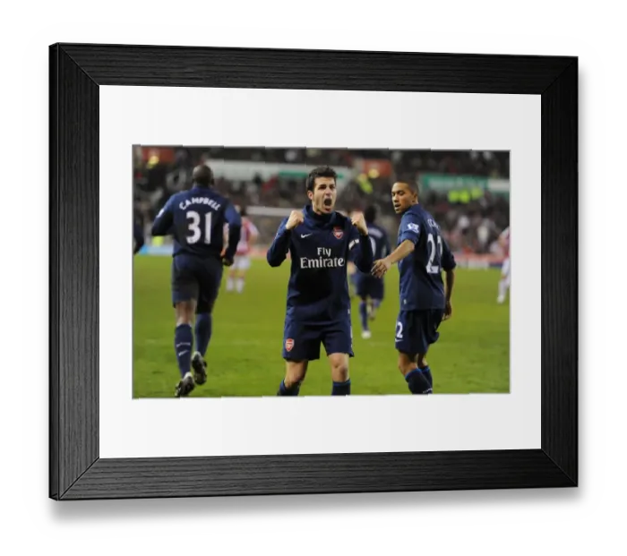 Framed Print : Cesc Fabregas Brilliant Goal: Arsenal's Triumph Over Stoke City (3-1)