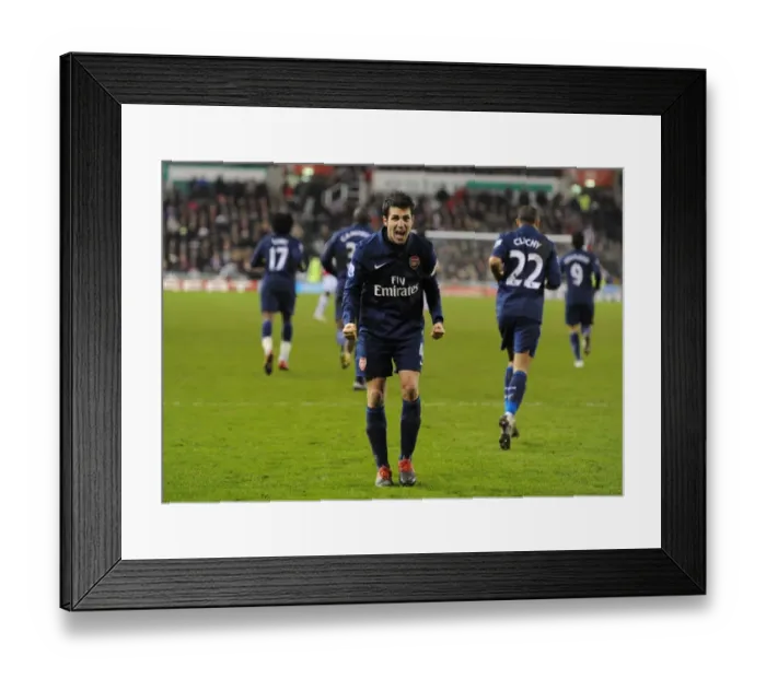 Framed Print : Cesc Fabregas's Brilliant Goal: Arsenal's Triumph over Stoke City (3-1)