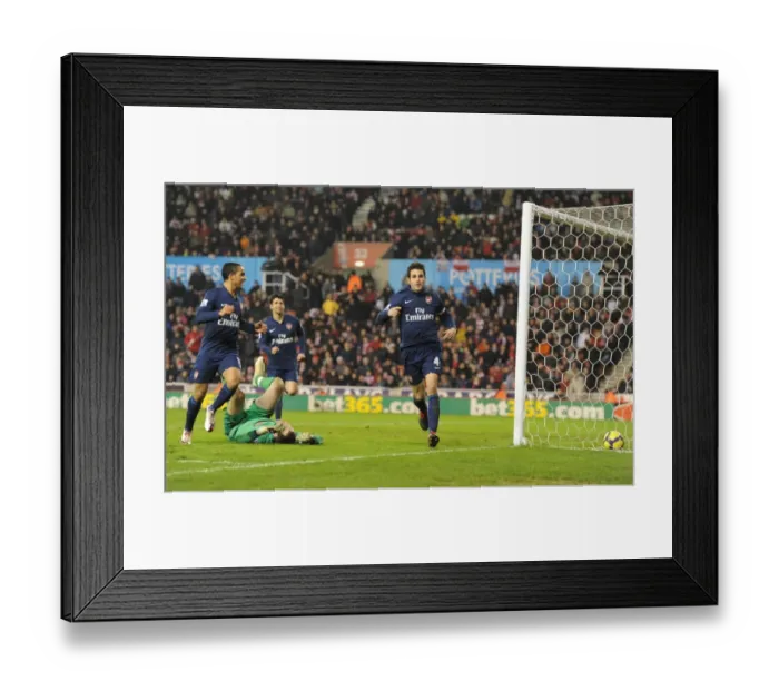 Framed Print : Cesc Fabregas's Brilliant Strike: Arsenal's Winning Moment vs Stoke City (27 / 2 / 2010)