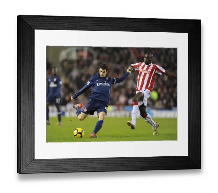 Framed Print : Cesc Fabregas (Arsenal) Mamady Sidibe (Stoke). Stoke City 1: 3 Arsenal, Barclays Premier League Framed Print : Cesc Fabregas (Arsenal) Mamady Sidibe (Stoke). Stoke City 1: 3 Arsenal, Barclays Premier League