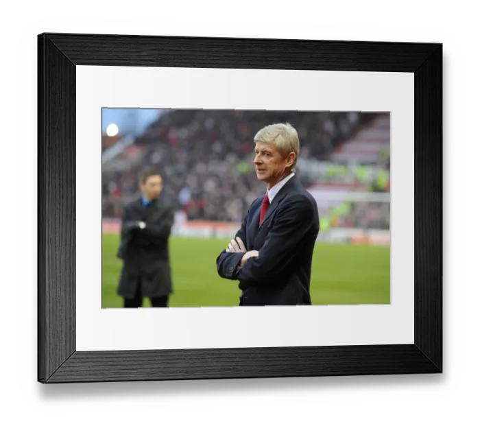 Framed Print : Arsene Wenger Guides Arsenal to a 3-1 Victory over Stoke City in the Barclays Premier League Framed Print : Arsene Wenger Guides Arsenal to a 3-1 Victory over Stoke City in the Barclays Premier League