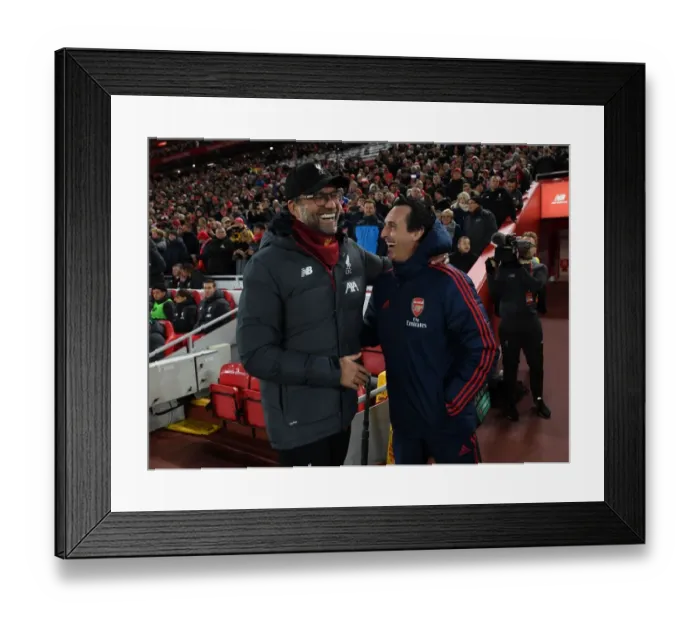 Framed Print : Unai Emery and Jurgen Klopp Face Off: Carabao Cup Showdown Between Liverpool and Arsenal