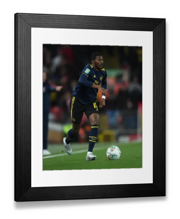 Framed Print : Arsenal's Ainsley Maitland-Niles Faces Off Against Liverpool in Carabao Cup Showdown