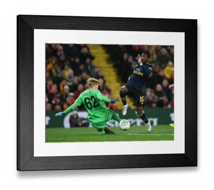 Framed Print : Ainsley Maitland-Niles Scores Fourth Goal: Liverpool FC vs Arsenal FC - Carabao Cup 2019-20