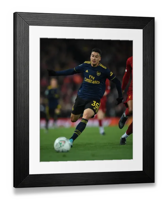 Framed Print : Martinelli in Action: Liverpool vs. Arsenal Carabao Cup Clash