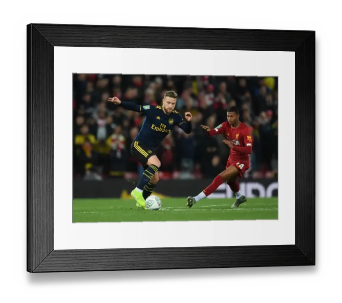 Framed Print : Mustafi vs. Brewster: A Battle at Anfield in the Carabao Cup Framed Print : Mustafi vs. Brewster: A Battle at Anfield in the Carabao Cup