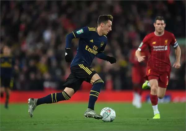 Mesut Ozil in Action: Liverpool vs. Arsenal - Carabao Cup Showdown