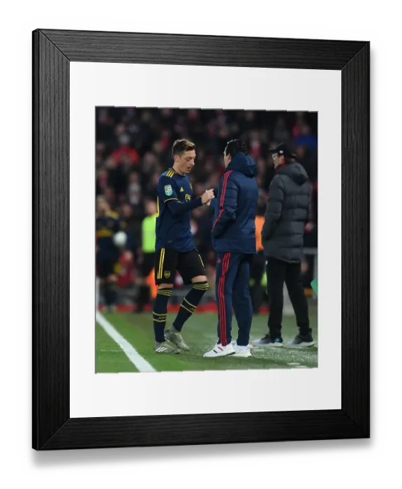 Framed Print : Mesut Ozil Bids Farewell to Unai Emery on the Anfield Turf: Liverpool vs. Arsenal, Carabao Cup 2019-20 Framed Print : Mesut Ozil Bids Farewell to Unai Emery on the Anfield Turf: Liverpool vs. Arsenal, Carabao Cup 2019-20