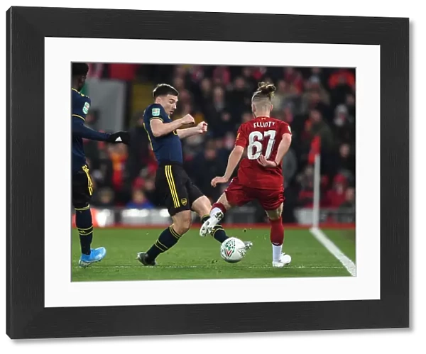 Arsenal's Kieran Tierney Tackles Harvey Elliott in Carabao Cup Clash vs. Liverpool
