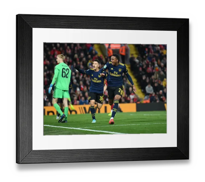 Framed Print : Arsenal's Five-Star Comeback: Joe Willock Scores Brace in Carabao Cup Upset at Anfield