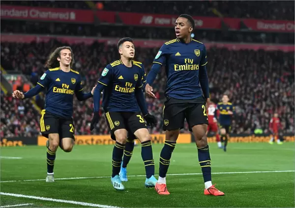Five-Star Arsenal: Joe Willock and Gabriel Martinelli Celebrate Goals in Carabao Cup Upset at Anfield