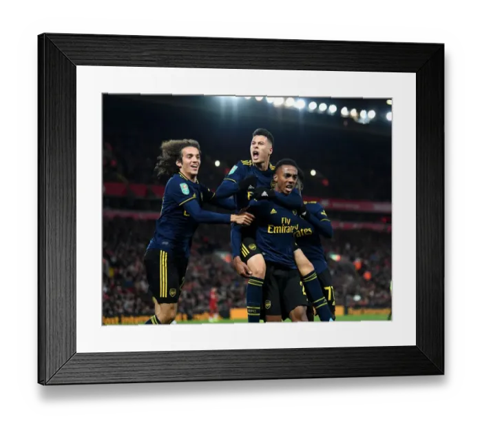 Framed Print : Five-Star Arsenal: Joe Willock's Hat-Trick Sinks Liverpool in Carabao Cup Showdown