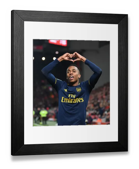 Framed Print : Arsenal's Five-Goal Blitz: Joe Willock Celebrates Against Liverpool in Carabao Cup