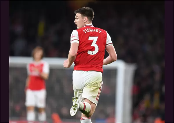 Arsenal's Kieran Tierney in Action Against Wolverhampton Wanderers during the 2019-20 Premier League Clash