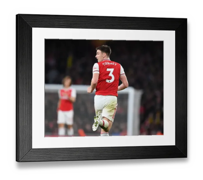 Framed Print : Arsenal's Kieran Tierney in Action Against Wolverhampton Wanderers during the 2019-20 Premier League Clash
