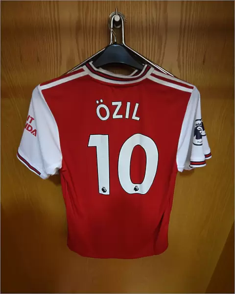 Arsenal FC vs. Wolverhampton Wanderers: Mesut Ozil's Empty Shirt in Arsenal's Home Changing Room (2019-20)