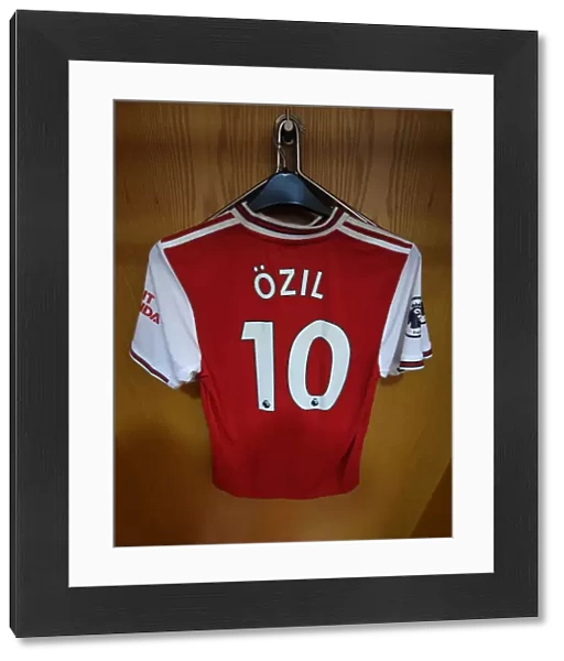 Mesut Ozil's Absence: Empty Hanger in Arsenal Changing Room vs. Wolverhampton Wanderers (2019-20)