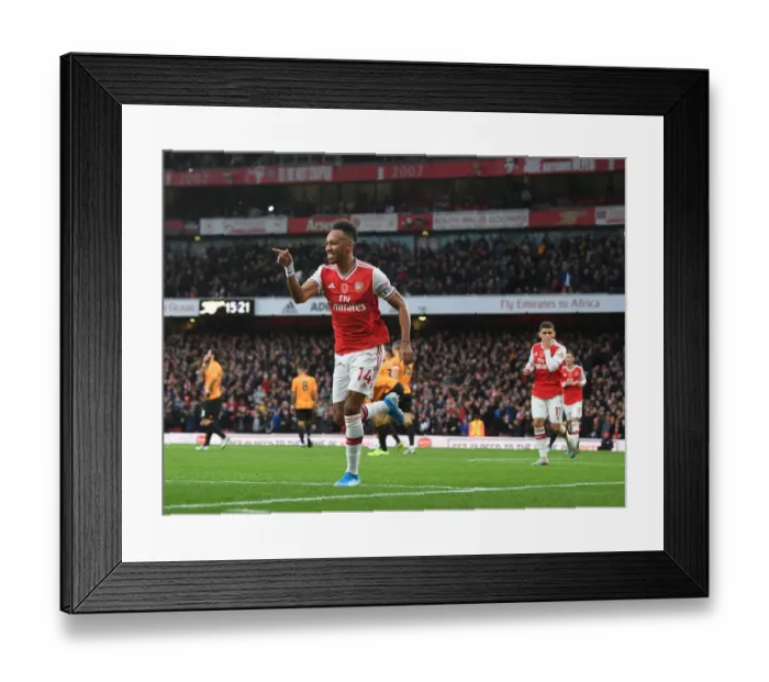 Framed Print : Aubameyang's Strike: Arsenal vs. Wolverhampton Wanderers, Premier League 2019-20 Framed Print : Aubameyang's Strike: Arsenal vs. Wolverhampton Wanderers, Premier League 2019-20