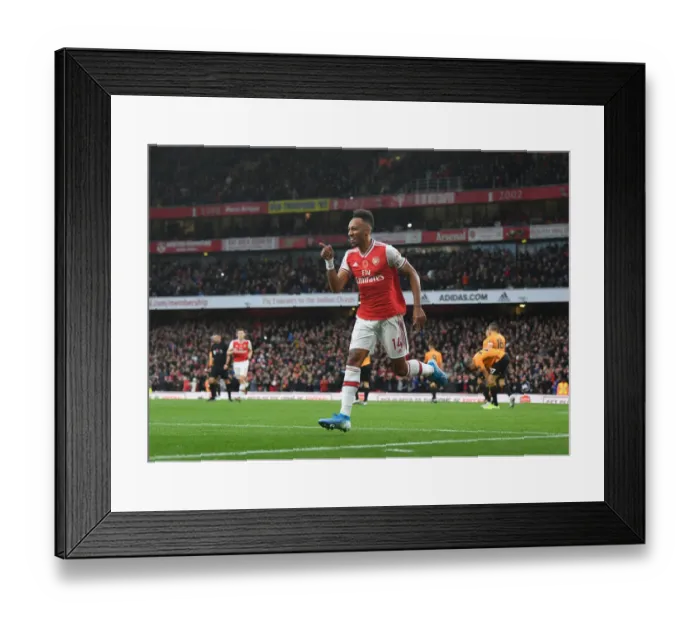 Framed Print : Aubameyang's Strike: Arsenal's Premier League Victory Over Wolverhampton Wanderers (2019-20)