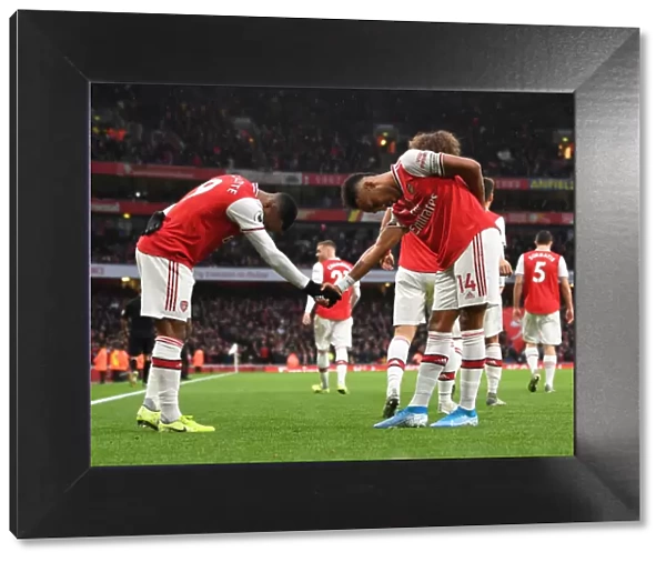 Arsenal: Aubameyang and Lacazette Celebrate Goal Against Wolverhampton Wanderers (2019-20)