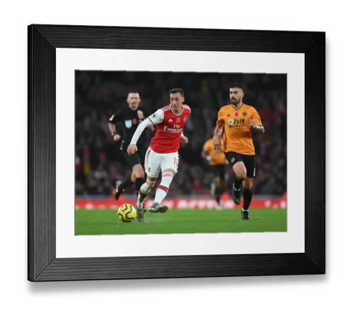 Framed Print : Arsenal's Mesut Ozil in Action against Wolverhampton Wanderers, Premier League 2019-20