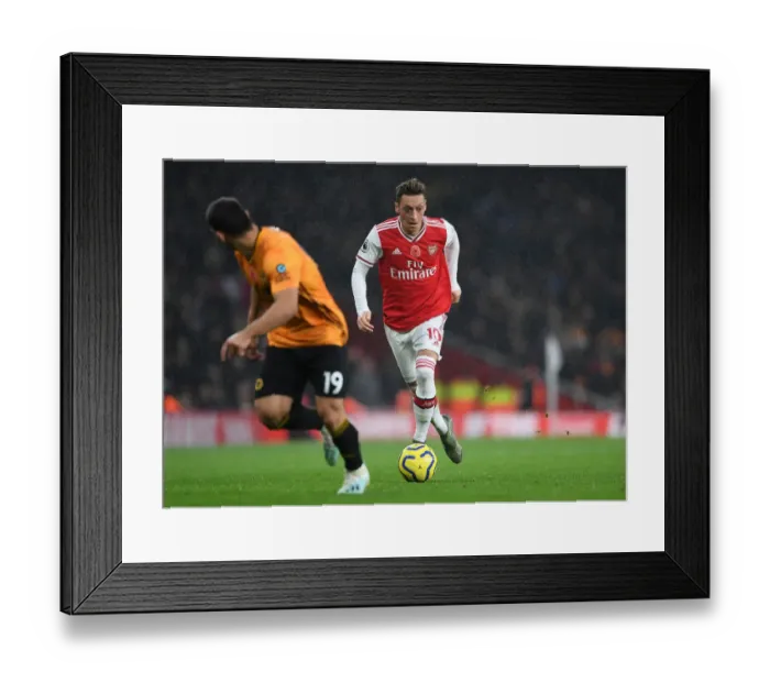 Framed Print : Mesut Ozil in Action: Arsenal vs. Wolverhampton Wanderers, Premier League 2019-20