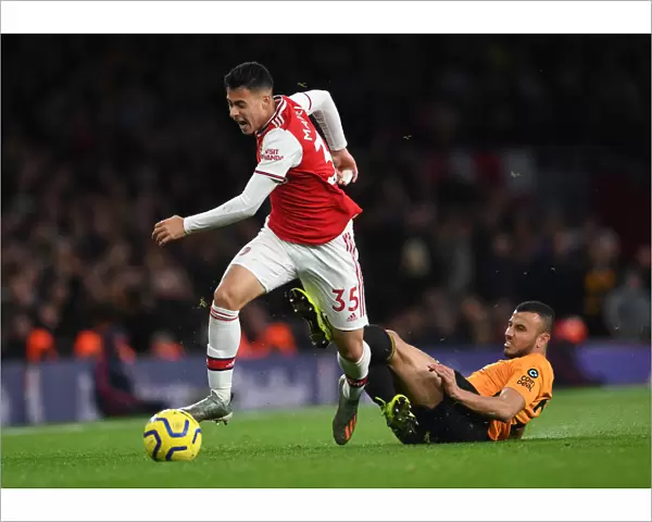 Martinelli Foul: Arsenal's Rising Star Halted by Saiss in Arsenal vs. Wolverhampton (2019-20)