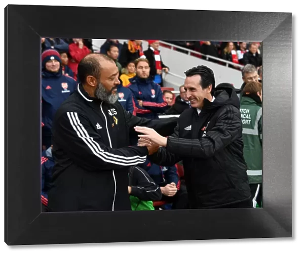 Emery and Nuno's Pre-Match Greeting: Arsenal vs. Wolverhampton Wanderers (Premier League, 2019-20)