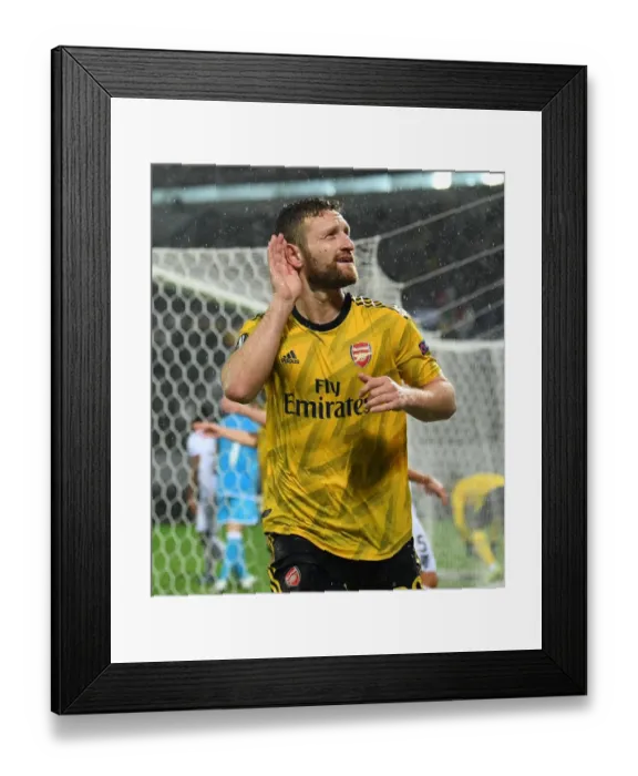 Framed Print : Mustafi Scores the Winner: Arsenal Triumphs in Europa League Clash against Vitoria Guimaraes Framed Print : Mustafi Scores the Winner: Arsenal Triumphs in Europa League Clash against Vitoria Guimaraes