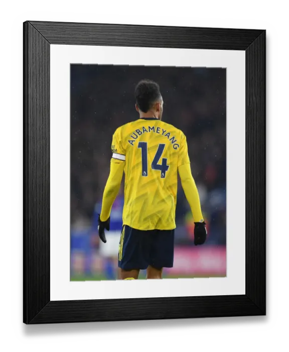 Framed Print : Arsenal's Aubameyang Faces Off Against Leicester City in Premier League Clash Framed Print : Arsenal's Aubameyang Faces Off Against Leicester City in Premier League Clash
