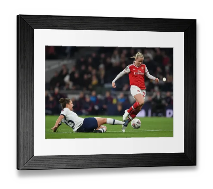 Framed Print : Tottenham vs. Arsenal: FA Womens Super League Clash - Beth Mead Faces Off Against Hannah Godfrey