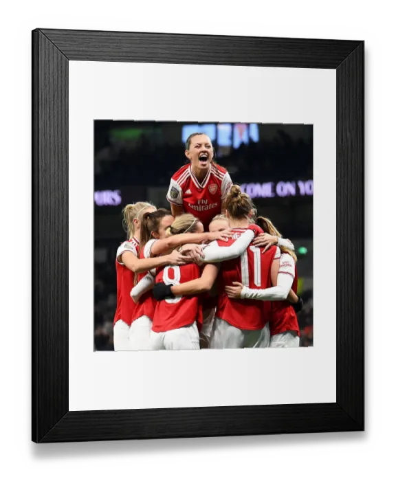 Framed Print : Vivianne Miedema and Katie McCabe Celebrate Arsenal's Second Goal vs. Tottenham Hotspur (FA WSL, 2019-20) Framed Print : Vivianne Miedema and Katie McCabe Celebrate Arsenal's Second Goal vs. Tottenham Hotspur (FA WSL, 2019-20)